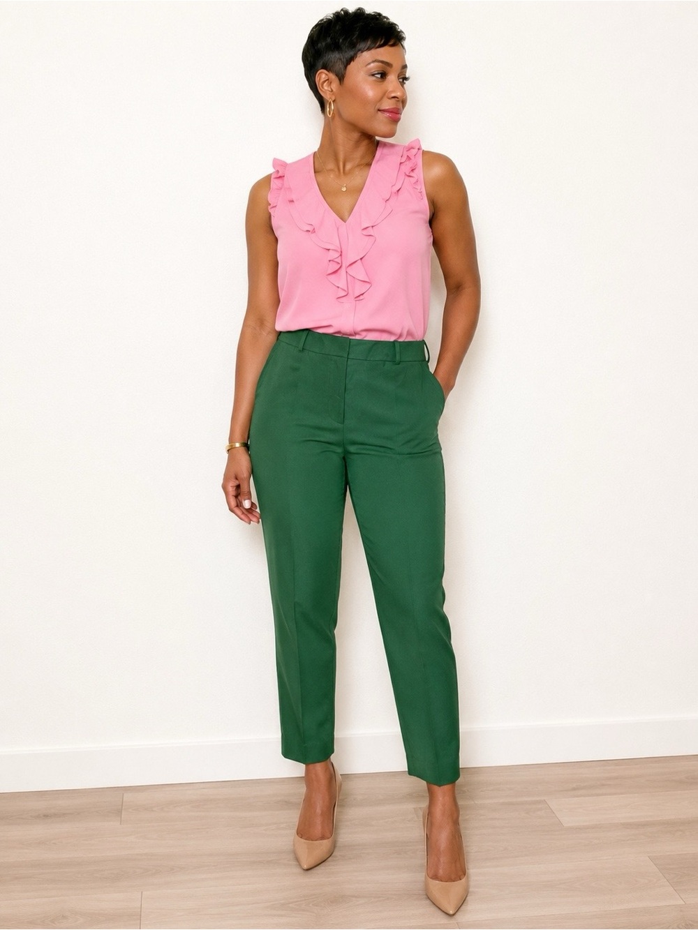 Kate Spade New York Green Cotton Ankle Trousers Size 4